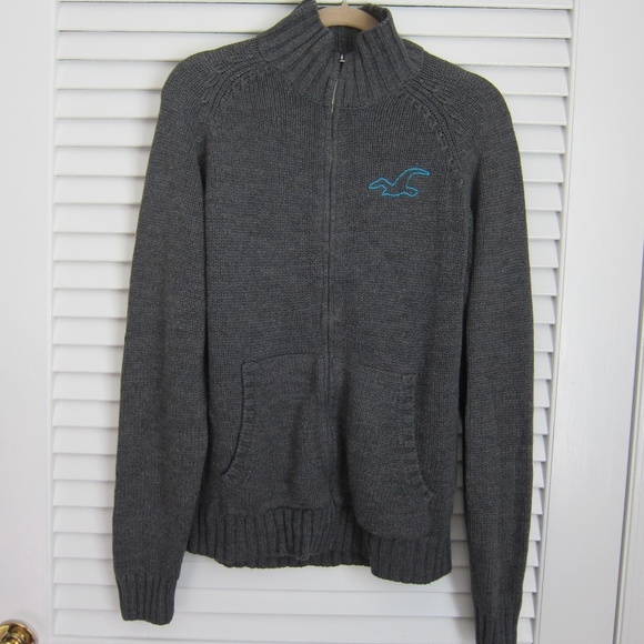 Hollister Gray Men's Cardigan Sweater - Picture 1 of 3
